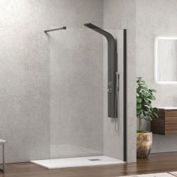 Σταθερό διαχωριστικό ντουζιέρας με διάφανο κρύσταλλο WALKIN 1 Black KARAG 100x200cm