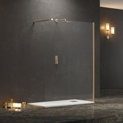 Σταθερό διαχωριστικό ντουζιέρας με διάφανο κρύσταλλο WALKIN 1 Gold KARAG 170x200cm