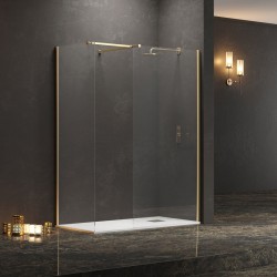 Σταθερά διαχωριστικά ντουζιέρας με διάφανο κρύσταλλο WALKIN 2 Gold KARAG 80x200cm