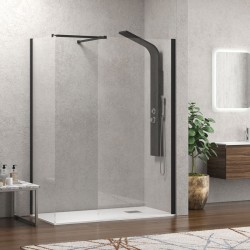 Σταθερά διαχωριστικά ντουζιέρας με διάφανο κρύσταλλο WALKIN 2 Black KARAG 80x200cm