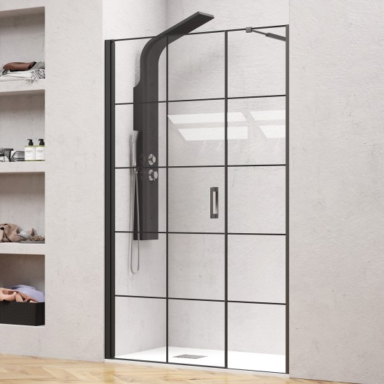 Καμπίνα από τοίχο σε τοίχο με frame κρύσταλλο NERO 5 PORTA Black KARAG 104x200cm (30cm σταθερό)