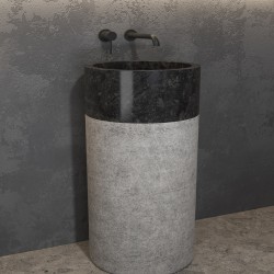 Νιπτήρας επιδαπέδιος πέτρινος BORA Nero KARAG Ø40x90cm Νιπτήρας επιδαπέδιος πέτρινος BORA Nero KARAG Ø40x90cm