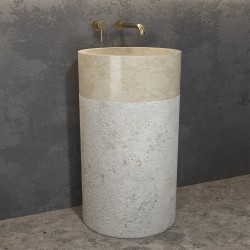 Νιπτήρας επιδαπέδιος πέτρινος BORA Cream KARAG Ø40x90cm Νιπτήρας επιδαπέδιος πέτρινος BORA Cream KARAG Ø40x90cm