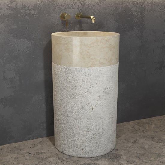 Νιπτήρας επιδαπέδιος πέτρινος BORA Cream KARAG Ø40x90cm Νιπτήρας επιδαπέδιος πέτρινος BORA Cream KARAG Ø40x90cm