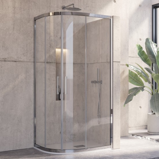 Καμπίνα ημικυκλική με διάφανο κρύσταλλο INOX 200 Cromo KARAG 90x90x190cm Καμπίνα ημικυκλική με διάφανο κρύσταλλο INOX 200 Cromo KARAG 90x90x190cm