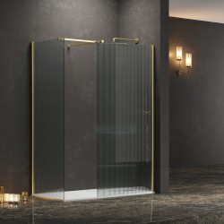 Σταθερά διαχωριστικά ντουζιέρας με flute κρύσταλλο WALKIN 2 Gold KARAG 100x200cm