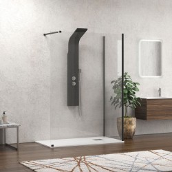 Σταθερό διαχωριστικό ντουζιέρας με διάφανο κρύσταλλο WALKIN 4 Black KARAG 160x100x200cm Σταθερό διαχωριστικό ντουζιέρας με διάφανο κρύσταλλο WALKIN 4 Black KARAG 160x100x200cm