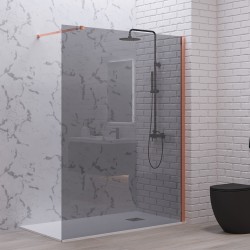 Σταθερό διαχωριστικό ντουζιέρας με fume κρύσταλλο WALKIN 1 Rose Gold KARAG 120x200cm Σταθερό διαχωριστικό ντουζιέρας με fume κρύσταλλο WALKIN 1 Rose Gold KARAG 120x200cm