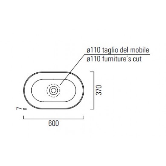 Επικαθήμενος Νιπτήρας Μπάνιου Πορσελάνης 60x37cm Kube-X GSI 9458-300 Λευκός