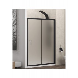 Ευθύγραμμη Καμπίνα Ντουζιέρας Flora Nero 500 Karag 140x190cm Σατινέ με Κρύσταλλο Ασφαλείας Μαύρη