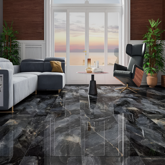 Πλακάκι Asterix Black Glossy 60×120 Γυαλιστερό Μάυρο
