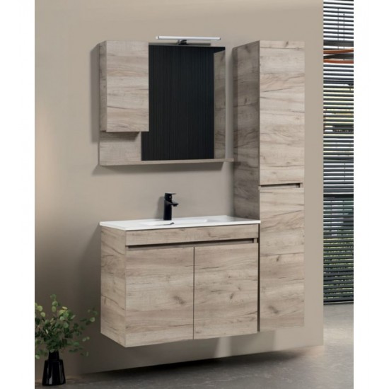 Καθρέπτης Επίπλου Μπάνιου Mabo Luna 52 cm Μοριοσανίδα Με Φωτιστικό