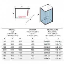 Καμπίνα Ντουζιέρας Karag New Flora 100 90Χ90 cm Τετράγωνη Σεριγραφία με 170cm Ύψος με Κρύσταλλο Ασφαλείας με Χρωμέ Πλαίσιο
