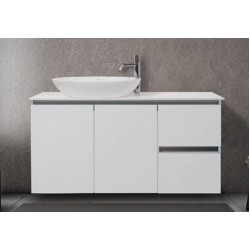 Βάση Επίπλου Μπάνιου Mabo Αφροδίτη 120 cm MDF Λευκή Λάκα Με Πάγκο Corian Χωρίς Νιπτήρα 