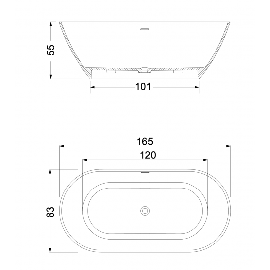 Μπανιέρα ελεύθερης τοποθέτησης Sirene Cusco 165x85cm Λευκό Ματ Μπανιέρα ελεύθερης τοποθέτησης Sirene Cusco 165x85cm Λευκό Ματ