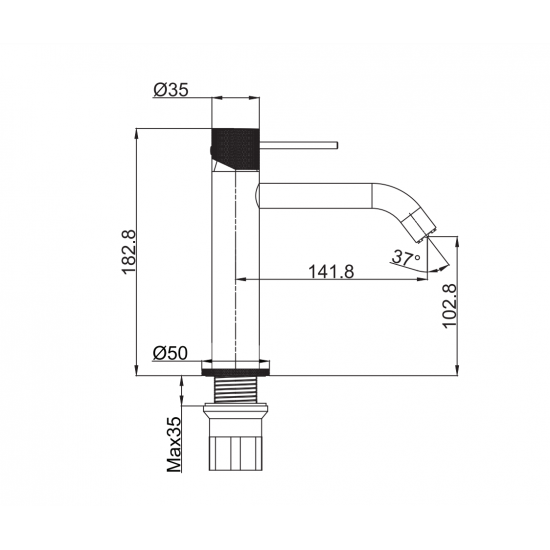 Μπαταρία Νιπτήρος Xenon Με Βαλβίδα Pop-up XEN 6810 N Μαύρη Ματ