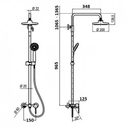 Στήλη Ντους 3 Εξόδων με Μπαταρία Karag Artemis Oro SO551B Χρυσό