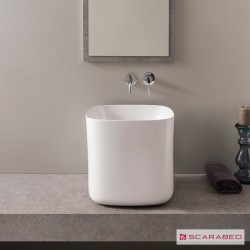 Επικαθήμενος Νιπτήρας Πορσελάνης 42x42cm Scarabeo Moon 5503-300 Λευκός