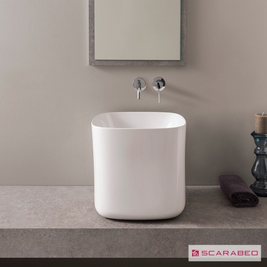 Επικαθήμενος Νιπτήρας Πορσελάνης 42x42cm Scarabeo Moon 5503-300 Λευκός