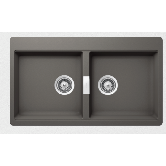 Ένθετος Νεροχύτης 86x50cm Schock Cristadur Mono 15295-1442 Silverstone (Γκρι) με 2 Γούρνες