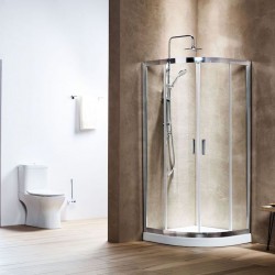 Καμπίνα Ντουζιέρας Ημικυκλική Clear Glass Tema New Line 80Χ80X1,80 με Κρύσταλλο Ασφαλείας με Χρωμέ Πλαίσιο
