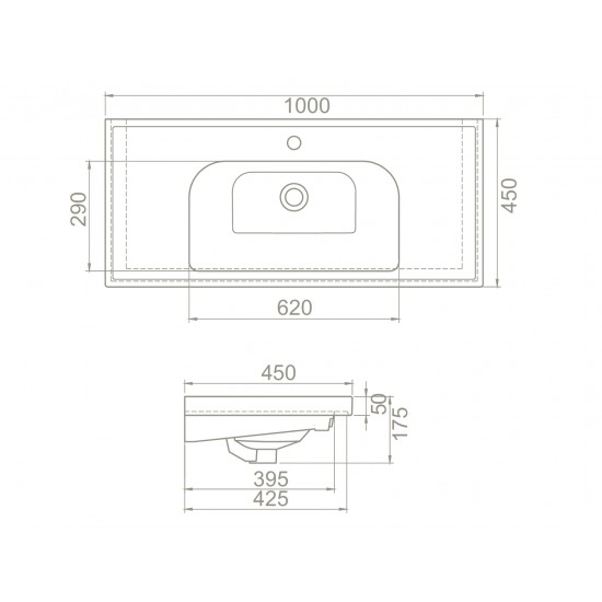 Επικαθήμενος Νιπτήρας Πορσελάνης 100x45cm Cerastyle Frame 031400-u Λευκό