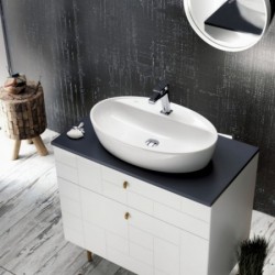 Επικαθήμενος Νιπτήρας Πορσελάνης 67x42cm Cerastyle One 076500-u Λευκό