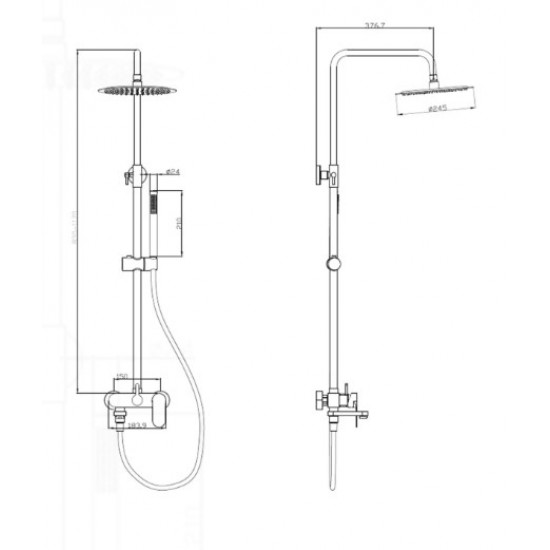 Στήλη Ντουζ 3 Εξόδων FOLICE-09 Sparke Χρυσό Ματ Βουρτσισμένο PVD SR-03.09.320.05