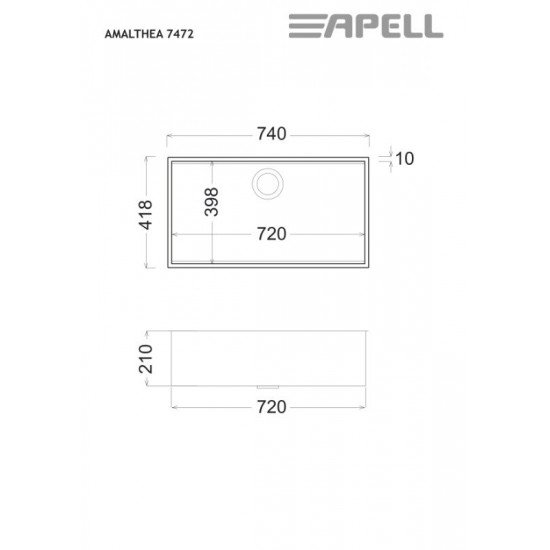 Νεροχύτης Υποκαθήμενος Apell Amalthea 7472-110 74x41.8 Inox Σατινέ Νεροχύτης Υποκαθήμενος Apell Amalthea 7472-110 74x41.8 Inox Σατινέ