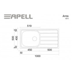 Νεροχύτης Ένθετος Apell Area 8215-110 100x50 Inox Σατινέ 