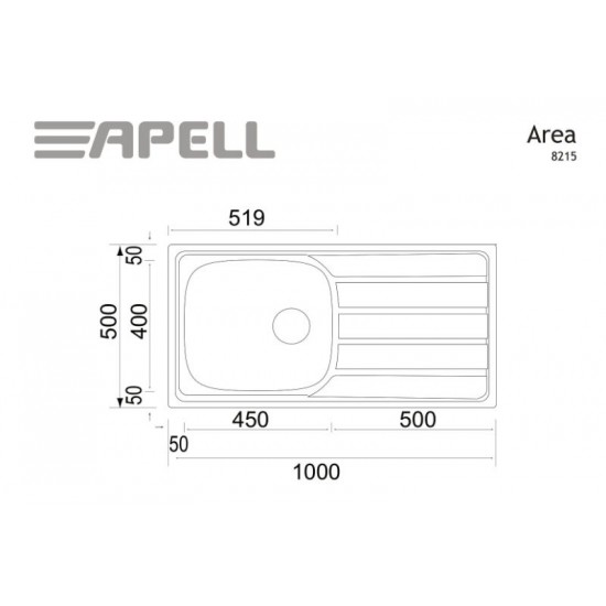 Νεροχύτης Ένθετος Apell Area 8215-110 100x50 Inox Σατινέ Νεροχύτης Ένθετος Apell Area 8215-110 100x50 Inox Σατινέ