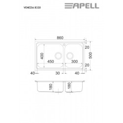 Νεροχύτης Ένθετος Apell Anniversario 8320-110 86x50 Inox Σατινέ 