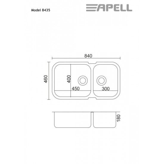 Νεροχύτης Υποκαθήμενος Apell Ferrara 8435-110 84x46 Inox Σατινέ Νεροχύτης Υποκαθήμενος Apell Ferrara 8435-110 84x46 Inox Σατινέ