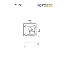 Νεροχύτης Ένθετος Ανοξείδωτος Fortinox Valley 25050-110 50x50 Inox Σατινέ