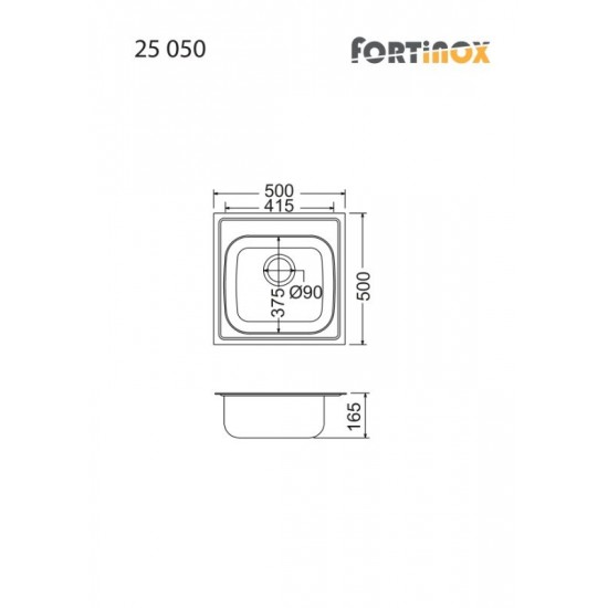 Νεροχύτης Ένθετος Ανοξείδωτος Fortinox Valley 25050-110 50x50 Inox Σατινέ Νεροχύτης Ένθετος Ανοξείδωτος Fortinox Valley 25050-110 50x50 Inox Σατινέ