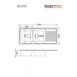 Νεροχύτης Ένθετος Fortinox Valley 25210-110 116x50 Inox Σατινέ