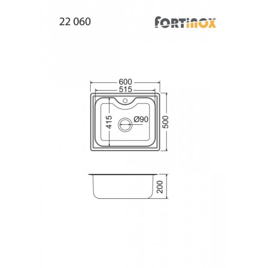 Νεροχύτης Ένθετος Fortinox Arena 22060-110 60x50 Inox Σατινέ Νεροχύτης Ένθετος Fortinox Arena 22060-110 60x50 Inox Σατινέ