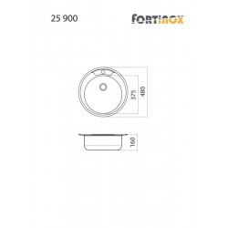 Νεροχύτης Ένθετος Ανοξείδωτος Fortinox Valley 25900-110 Ø48 cm Inox Λείος