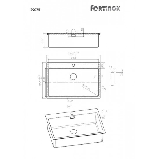 Νεροχύτης Ένθετος Fortinox Scuadro 29075-110 76x50.5 Inox Σατινέ Νεροχύτης Ένθετος Fortinox Scuadro 29075-110 76x50.5 Inox Σατινέ