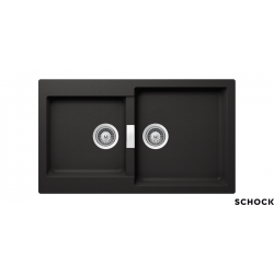 Ένθετος Νεροχύτης Γρανιτένιος Συνθετικός Schock Cristalite Manhattan 86x50cm με 2 Γούρνες Nero