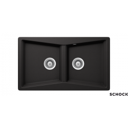 Ένθετος Νεροχύτης Γρανιτένιος Συνθετικός Schock Cristalite City 86x50cm με 2 Γούρνες Nero