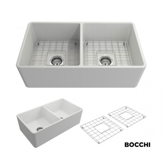 Νεροχύτης Κουζίνας Πορσελάνης Bocchi 1139 84x46cm Vintage με 2 Γούρνες Λευκό Γυαλιστερό Νεροχύτης Κουζίνας Πορσελάνης Bocchi 1139 84x46cm Vintage με 2 Γούρνες Λευκό Γυαλιστερό