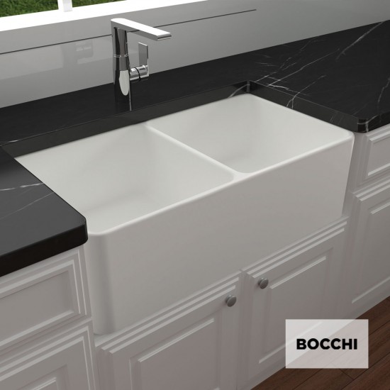Νεροχύτης Κουζίνας Πορσελάνης Bocchi 1139 84x46cm Vintage με 2 Γούρνες Λευκό Γυαλιστερό Νεροχύτης Κουζίνας Πορσελάνης Bocchi 1139 84x46cm Vintage με 2 Γούρνες Λευκό Γυαλιστερό