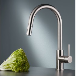 Μπαταρία Κουζίνας Πάγκου Eurorama 702600-111 Inox Με Υψηλό Περιστρεφόμενο Ρουξούνι και Συρόμενο Ντουζ με Άθραυστο Σπιράλ