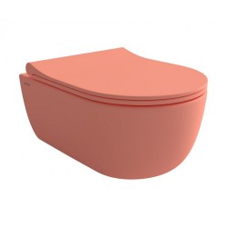 ΛΕΚΑΝΗ ΚΡΕΜΑΣΤΗ V-TONDO SALMON MATT RIMLESS ΜΕ ΚΑΠΑΚΙ SLIM SOFT CLOSE ΚΟΡΑΛΙ ΜΑΤ