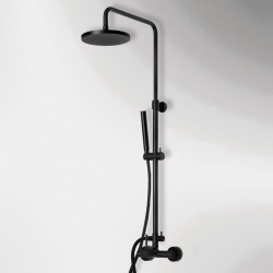 Στήλη Ντουζ 2 Εξόδων Tonda Black Matt 145065-400 Μαύρο Ματ 83-144 εκ. (Μπαταρία, Κολώνα Ρυθμιζόμενου Ύψους, Κεφαλή Ντουζ Φ20, Τηλέφωνο Anticalcare με Στήριγμα και PVC Σπιράλ 1,5 μ)