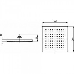 Κεφαλή Ντουζ 20x20cm Karag 1483A Χρωμέ