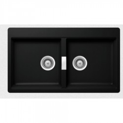 Ένθετος Νεροχύτης 86x50cm Schock Cristadur Mono 15295-1402 Puro (Μαυρο) με 2 Γούρνες