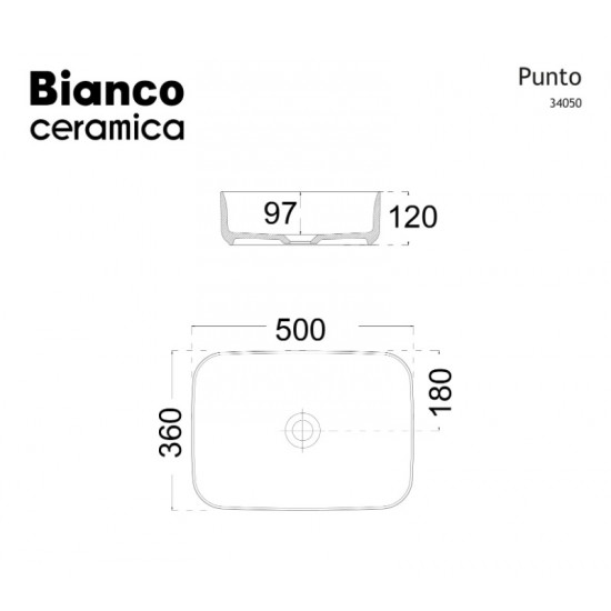 Νιπτήρας Επικαθήμενος Bianco Ceramica Punto 34050-300 Λευκό 50x36 cm