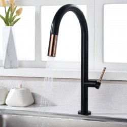 Μπαταρία Κουζίνας Με Αποσπώμενο Ντουζάκι Excel Rozario Black Matt - Rose Gold 172135102